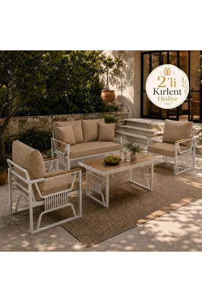 UFUK HOME Rosa Krem 211 Masalı KAHVERENGİ Dış Mekân Koltuk Takımı – Modern Ba...