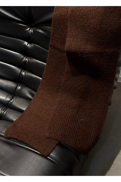 KİLİGİSTANBUL Brown Ultra Soft Textured Knitted Scarf 210X25