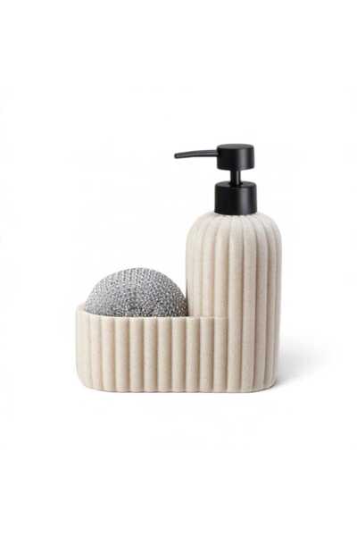 MİEN Süngerli Porselen Sıvı Sabunluk Krem Renk Banyo ve Mutfak Sıvı Sabunluk ...