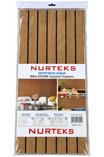 Nurteks 30x60 cm Kendinden Yapışkanlı Duvar Kaplama Paneli Dekoratif Mermer v...