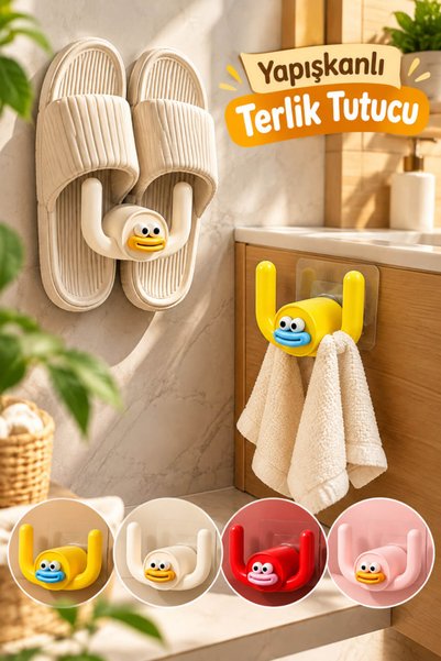 House Bird Yapışkanlı Terlik ve Havlu Askılığı Duvar Tipi Terlik Tutucu Banyo...