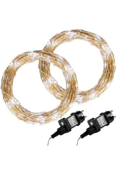 GORILLA Set de 2 lămpi LED, 50 LED-uri, alb rece, adaptor