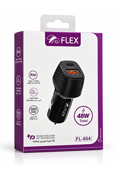Flex 48W Dual Port Type C USB Car Charger Fast Charging Pd USB a Quick Charge...