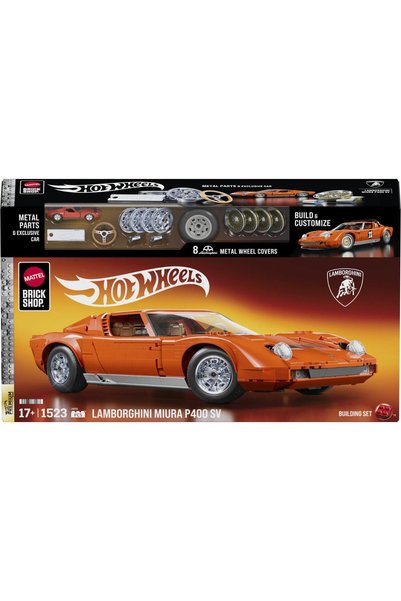 Brick Shop Set de constructie si masinuta Brick Shop, Hot Wheels, '71 Lamborg...