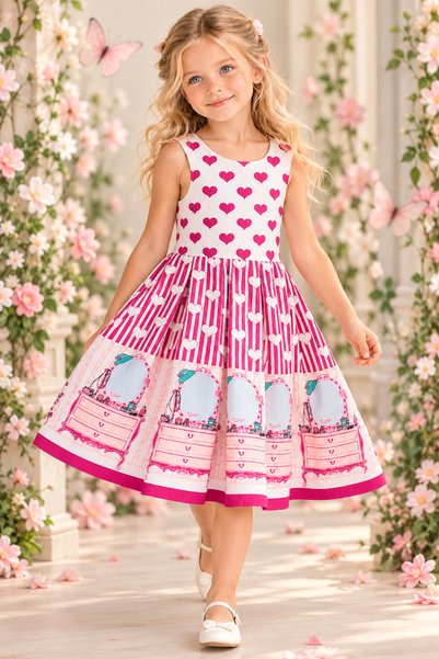 Lindissima Rochie pentru fetițe cu model inimioare, broderie cu mărgele, roch...
