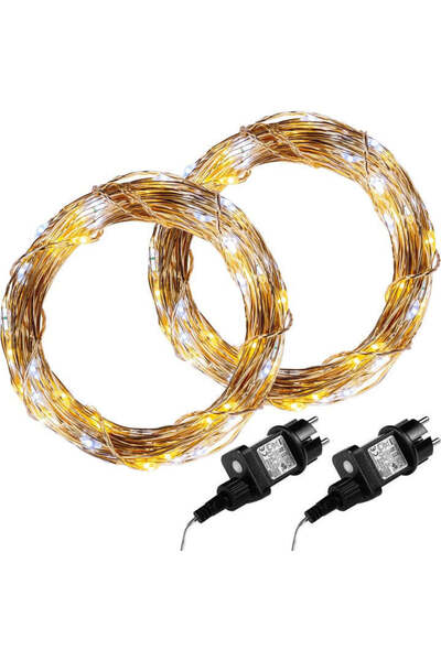 GORILLA Set de 2 instalatii tip fir, 200 led-uri, rece/cald