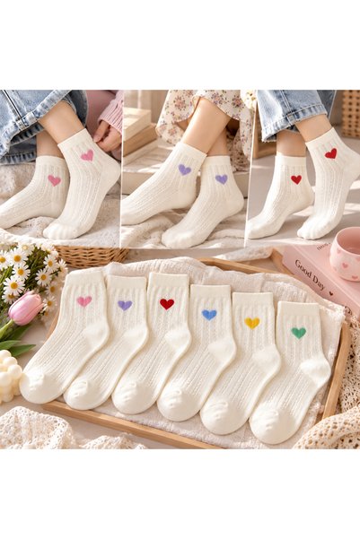 WALTAŞ Black Arden Socks Kadın Kalp Desenli Kolaj Çorap