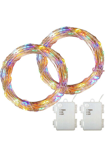 GORILLA Set de 2 instalatii cu 100 de led-uri, alimentare cu baterie, transpa...