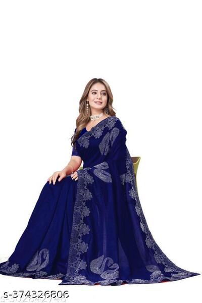 Generic Brand Pure Georgette Saree with Beautiful Border Decorated. Contrast