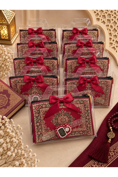 LenaToptan 10 Burgundy Bowknots in a Bag, Flared Cover Wallet and Stone Zikir...