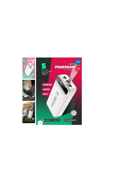 Midcom Powerway Qc30 30.000 Mah Powerbank Dijital Gösterge Pd 22.5w 3.0 Hızlı Şarj Led Fener Gerçek 30.000 Mah Garantili Powerbank