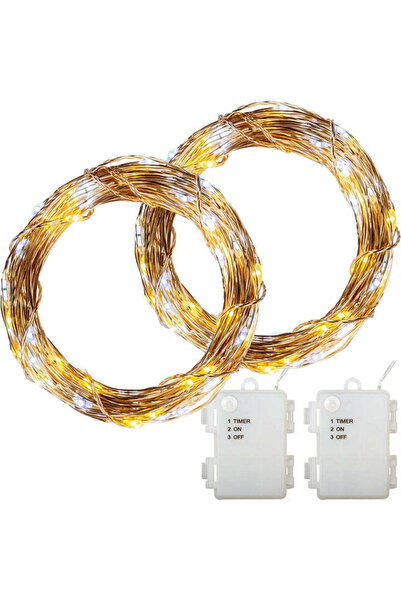 GORILLA Set de 2 instalatii cu 50 de led-uri, alimentare cu baterie, rece/cald