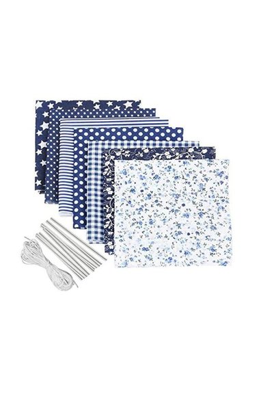 EKKONG Set 7 materiale textile patchwork Ekkong, 24.5 x 24.5 cm, bumbac, alb,...