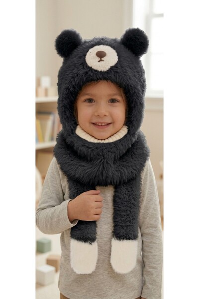 minik'o kids Ki̇tti̇ 26480-03 Girls' and Boys' Neck Warmer Beanie