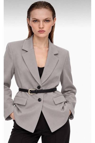 RAMİOR COLLECTION Women's Belt Detailed Fitted Cut Blazer Jacket