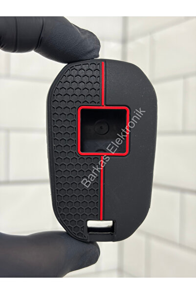 BARKAS ELEKTRONİK New Fiat Doblo Flip Honeycomb Pattern Key Protection Case Black with Red Stripes