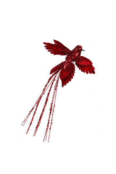 Dekorsende Ornament pentru brad de Crăciun, tip Phoenix, cu clemă, roșu cu sc...