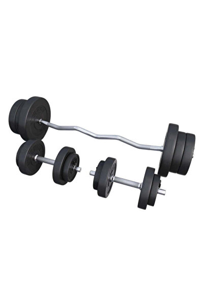 Gorilla Sports Set bara SZ si gantere cu greutati, 70 kg cu cleme