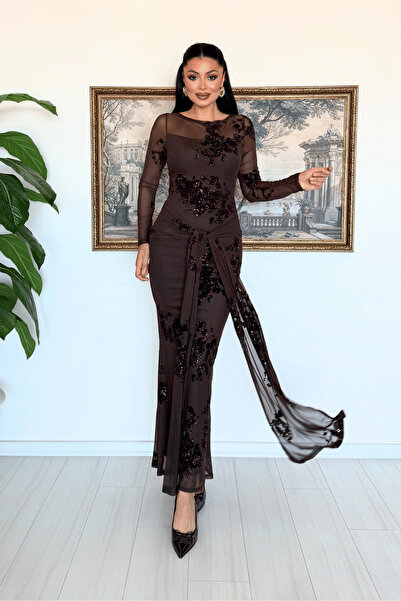 giyimmasalı Rochie de designer cu legătură frontală din țesătură de tul cu sc...