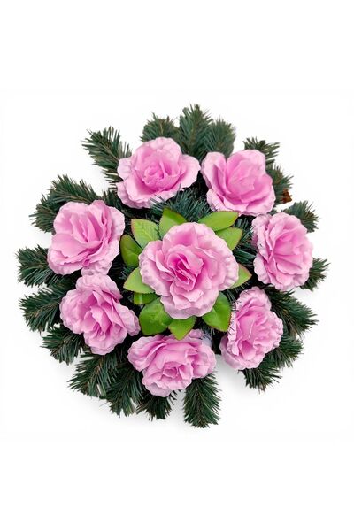 fara marca Coroană funerară artificială cu 8 trandafiri roz