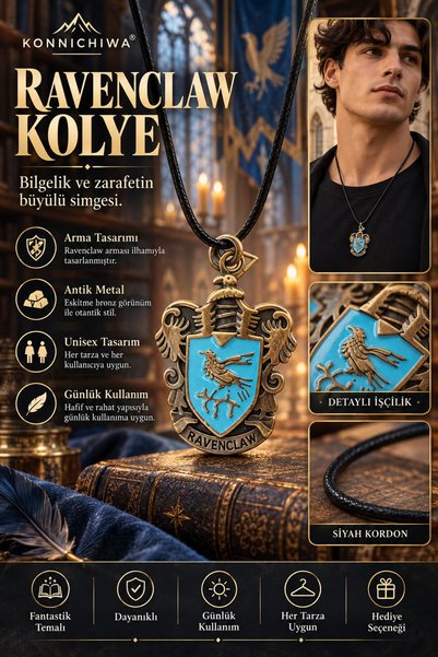FG KONNİCHİWA Harry Potter 4 Building Crest Necklace Unisex Hogwarts Gryffind...