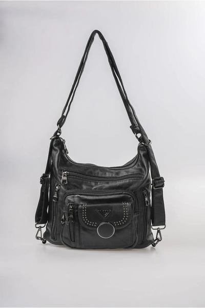 ÇÇS Women's Multi-Compartment Zippered Soft Leather Look Adjustable Strap Sho...
