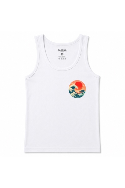 Rabona Fashion Sunset Wave – Japanese Ocean Art Retro Rising Sun Minimal Ches...
