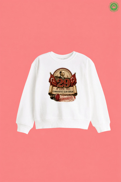 No9Wear 29 Ekim Cumhuriyet Bayramı ATATÜRK Baskılı Unisex Çocuk Sweatshirt 4-...