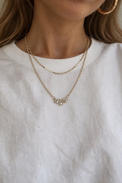 Sempera Gold Taşlı Kelebek Figürlü Çift Katlı Zincir Kolye – 14K Altın Kaplama