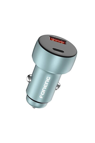 FONENG Încărcător auto C18, 2 porturi USB, 48W, gri, 61x33x33mm