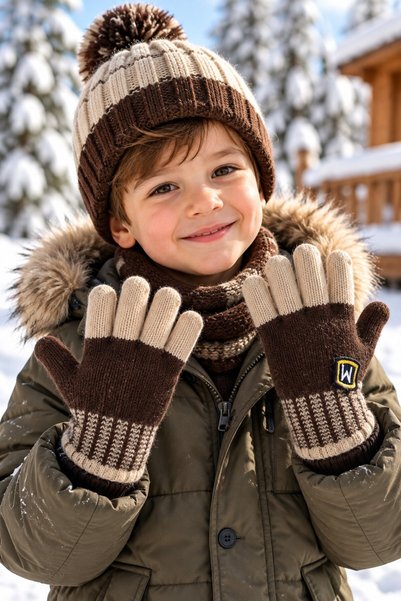 minik'o kids قفازات تريكو للأولاد من 4-8 سنوات من كيتي 26235-16