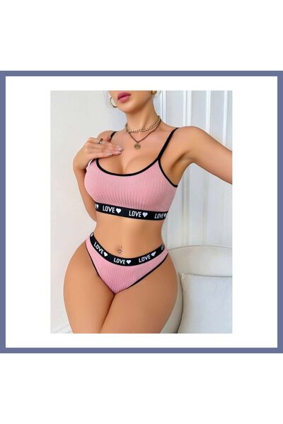 Generic Brand Women's Pink Love Written Bra and Panties Set 5167 · Size: L/Xl...