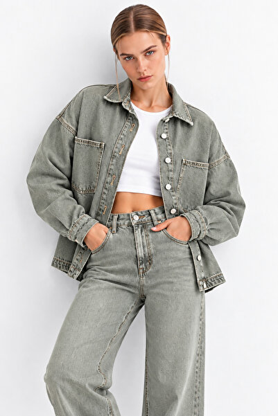 XRAY JEANS Women's Seasonal Comfortable Basic Khaki Denim Jacket
