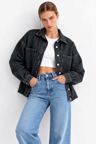 XRAY JEANS Women's Seasonal Comfortable Basic Black Denim Jacket