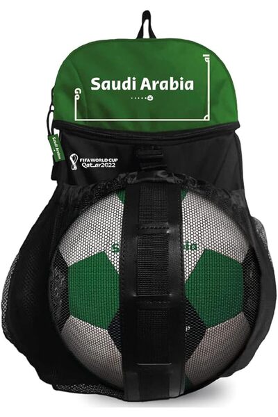 FIFA كأس العالم قطر 2022 ™   حقيبة ظهر لحمل كرة القدم مقاس سعودي 50 * 15 * 30...