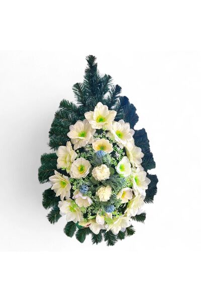 fara marca Coroană funerară artificială cu flori albe asortate