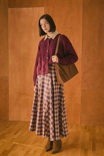 ZÜLAYS Braided Knitwear Cardigan Claret Red