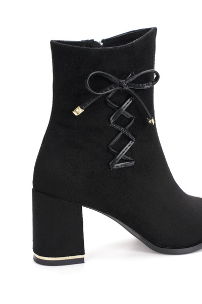 DYG STORE Women's Thick Heeled Suede Zipper Boots