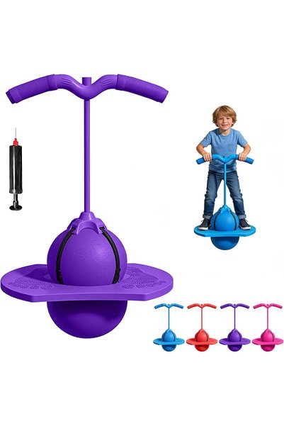 GENERAL Balance Jumping Ball for Kids, Pogo Ball with Handle and Pump, Non-Sl...