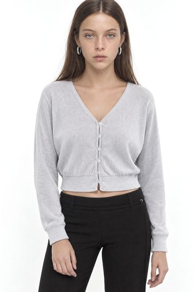 Hiccup BUSEM Cardigan scurt cu gât în V și model în relief