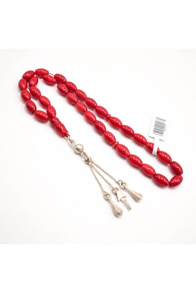 Generic Brand Laser Coral Silver Rosary Prayer Beads – 33 Beads, 7–11mm Oval ...