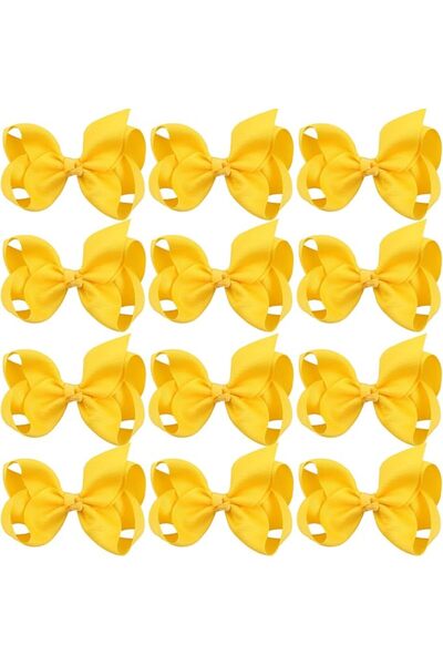 ICObuty Baby Girl's Hair Bow Clips (12 Pieces,4in, White)