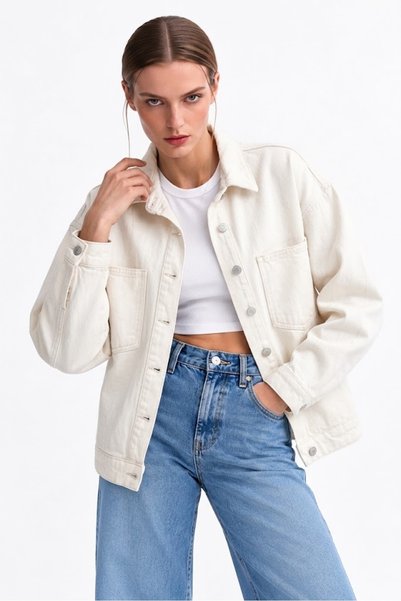 XRAY JEANS Women's Seasonal Comfortable Basic White Denim Jacket
