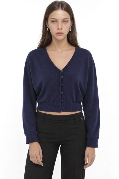 Hiccup BUSEM Cardigan scurt cu gât în V și model în relief