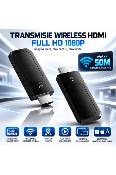 Staryon Transmițător și Receptor HDMI Wireless 5GHz, Extensor HDMI fără fir F...