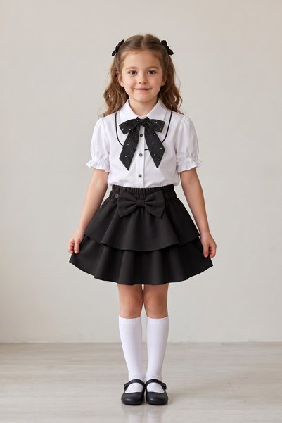 nacar çarşı Girl's Black Ribbed Scarf Shirt Layered Skirt 23 April 29 October...