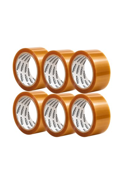 AGOPACK Set 6 Role Banda adeziva AgoGolden Hybrid, 48 mm x 60 m, transparenta...