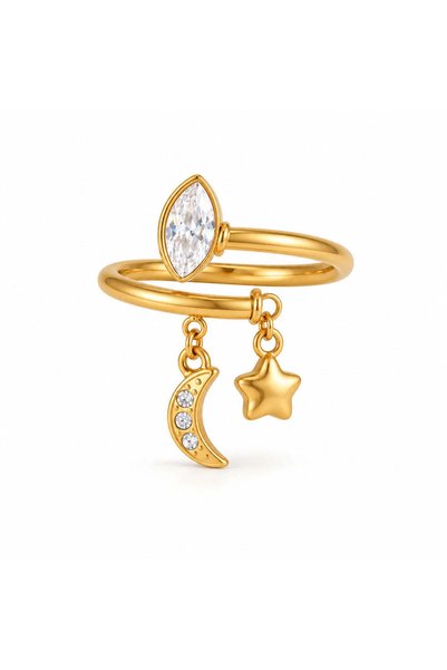 Buticul Moon Inel Mistic Lună și Stele - Placat cu aur de 18K