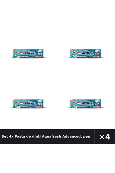 Aquafresh Set 4x Pasta de dinti Advanced, pentru copii 9-12 ani, 75 ml