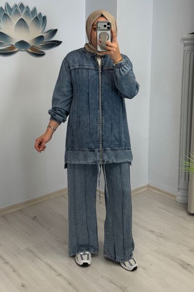 T Moda Store My Magazin Nervür Dikiş Detaylı Tesettür İkili Takım